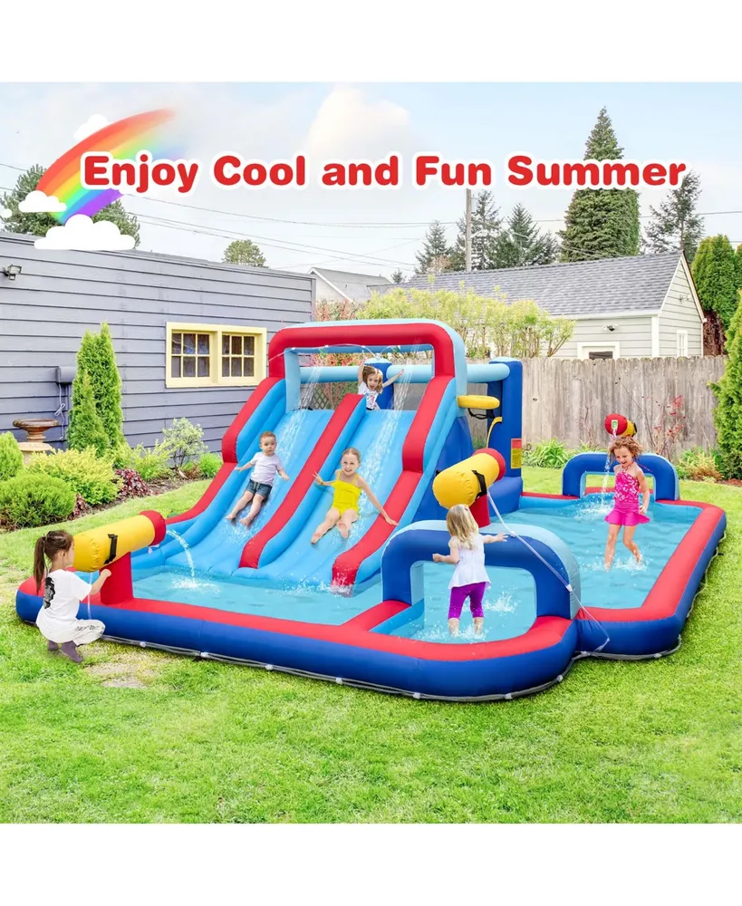 Inflatable Water Slide Park Kids Bounce House Climbing Jumping with 750W Blower