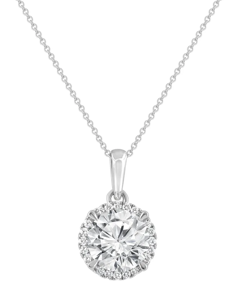 Badgley Mischka Certified Lab Grown Diamond Halo 18" Pendant Necklace (2 ct. t.w.) in 14k Gold
