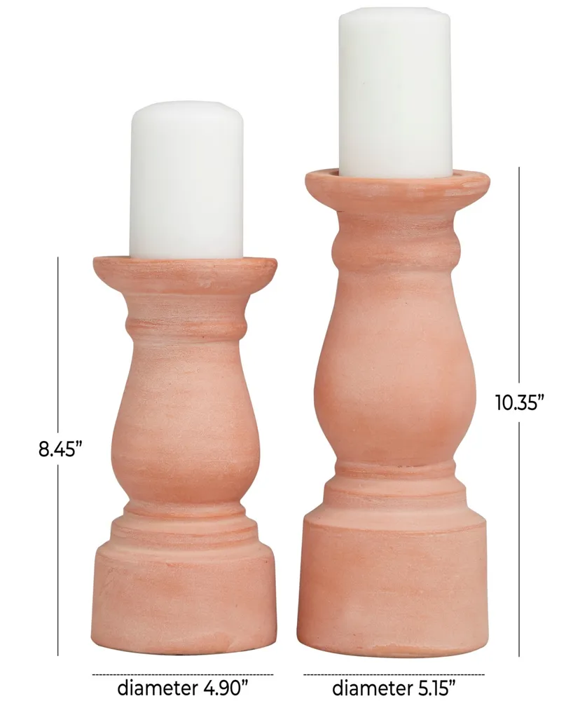 The Novogratz Ceramic Terracotta Candle Holder 10" and 8" H, Set of 2