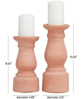 The Novogratz Ceramic Terracotta Candle Holder 10" and 8" H, Set of 2