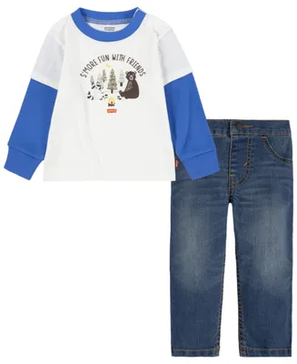 Levi's Baby Boys More Friends Denim Jeans and T-shirt, 2 Piece Set