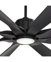 Possini Euro Design 70" Defender Modern Large Indoor Outdoor Ceiling Fan with Led Light Remote Control Matte Black Damp Rated for Patio Exterior House