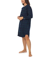 Lanz of Salzburg Women's Cotton Flannel Short Button Front Sleepshirt Nightgown