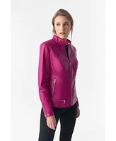 Furniq Uk Women's Zipper Hem Detail Leather Jacket