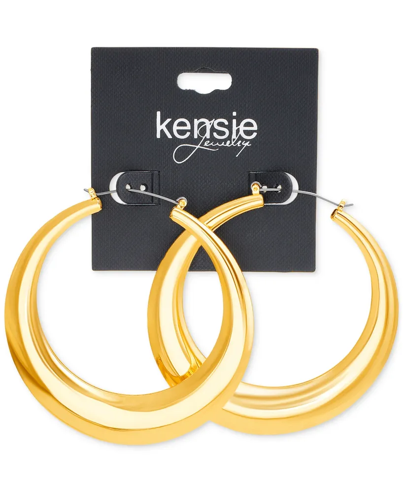 kensie Gold-Tone Wide Large Hoop Earrings, 2.75"