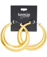 kensie Gold-Tone Wide Large Hoop Earrings, 2.75"