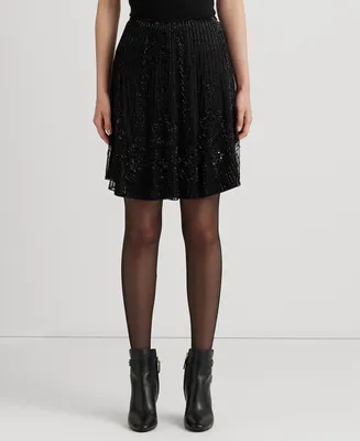 Lauren Ralph Petite Beaded A-Line Miniskirt