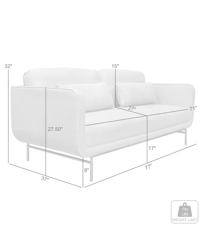 Armen Living Lilou 77" Polyester, Nylon with Metal Legs Sofa