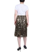 Ny Collection Petite Knee Length Sequined Skirt