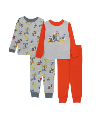 Mickey Mouse Baby Boys Long Sleeve Cotton 4 Piece Pajama Set