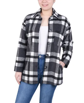 Ny Collection Petite Plaid Brushed Twill Shirt Jacket