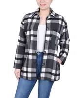 Ny Collection Petite Plaid Brushed Twill Shirt Jacket