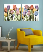 Empire Art Direct TuLIp Scape X-Ray I Ii Frameless Free Floating Tempered Glass Panel Graphic Wall Art, 24" x 24" x 0.2" Each - Multi