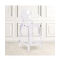 Emma+Oliver Ghost Counter Stool In Transparent Crystal With Tear Back