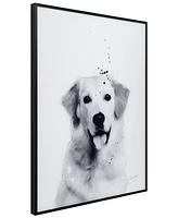 Empire Art Direct "golden Retriever" Pet Paintings on Printed Glass Encased with A Black Anodized Frame, 24" x 18" x 1"