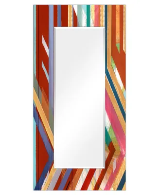 Empire Art Direct "Lineal Color" Rectangular Beveled Mirror on Free Floating Printed Tempered Art Glass, 72" x 36" x 0.4" - Multi