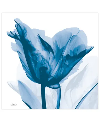 Empire Art Direct "Lusty Blue Tulip" Frameless Free Floating Tempered Glass Panel Graphic Wall Art, 24" x 24" x 0.2"