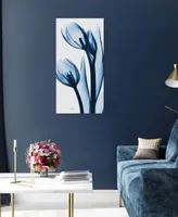 Empire Art Direct "Two Blue TuLIps" Frameless Free Floating Tempered Glass Panel Graphic Wall Art, 48" x 24" x 0.2"