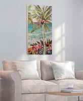 Empire Art Direct "Palm Tree Whimsy Ii" Fine Giclee Printed Directly on Hand Finished Ash Wood Wall Art, 48" x 24" x 1.5" - Multi