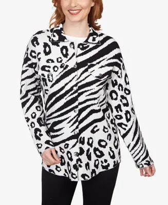 Ruby Rd. Petite Bold Animal Print Shacket Jacket