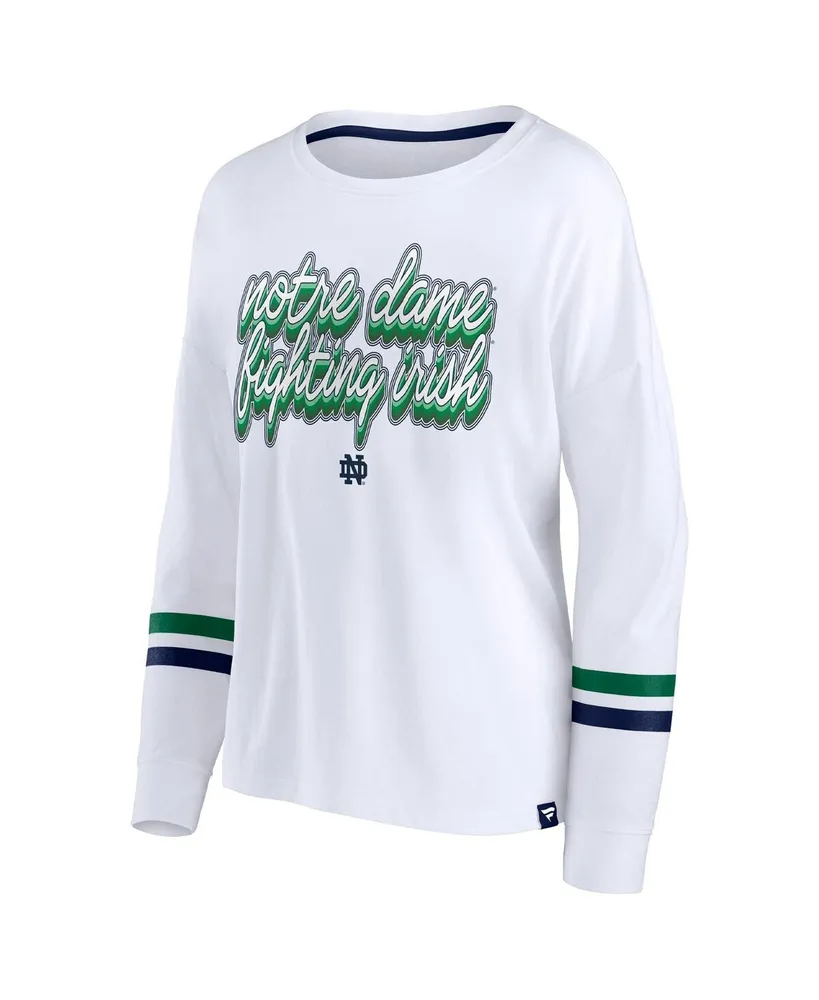 Women's Fanatics White Notre Dame Fighting Irish Retro Power Striped Long Sleeve T-shirt