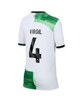 Big Boys Nike Virgil van Dijk White Liverpool 2023/24 Away Replica Player Jersey