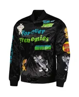 Men's Freeze Max Black Tom and Jerry Graphic Satin Full-Snap Jacket