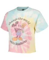 Men's and Women's Mad Engine Mickey Mouse Blue Kindness Cropped T-shirt