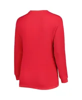 Women's Pressbox Scarlet Nebraska Huskers Surf Plus Southlawn Waffle-Knit Thermal Tri-Blend Long Sleeve T-shirt