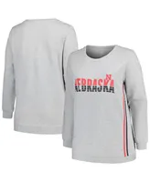 Women's Profile Heather Gray Nebraska Huskers Plus Side Stripe Pullover Sweatshirt