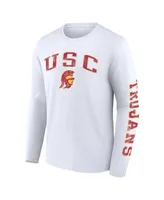 Men's Fanatics White Usc Trojans Distressed Arch Over Logo Long Sleeve T-shirt