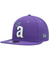 Men's New Era Purple California Angels Cooperstown Collection Lime Side Patch 59FIFTY Fitted Hat