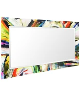 Empire Art Direct "Nirvana Ii" Rectangular Beveled Mirror on Free Floating Printed Tempered Art Glass, 54" x 28" x 0.4"