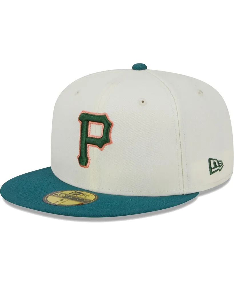 Men's New Era Cream Pittsburgh Pirates Chrome Evergreen 59FIFTY Fitted Hat