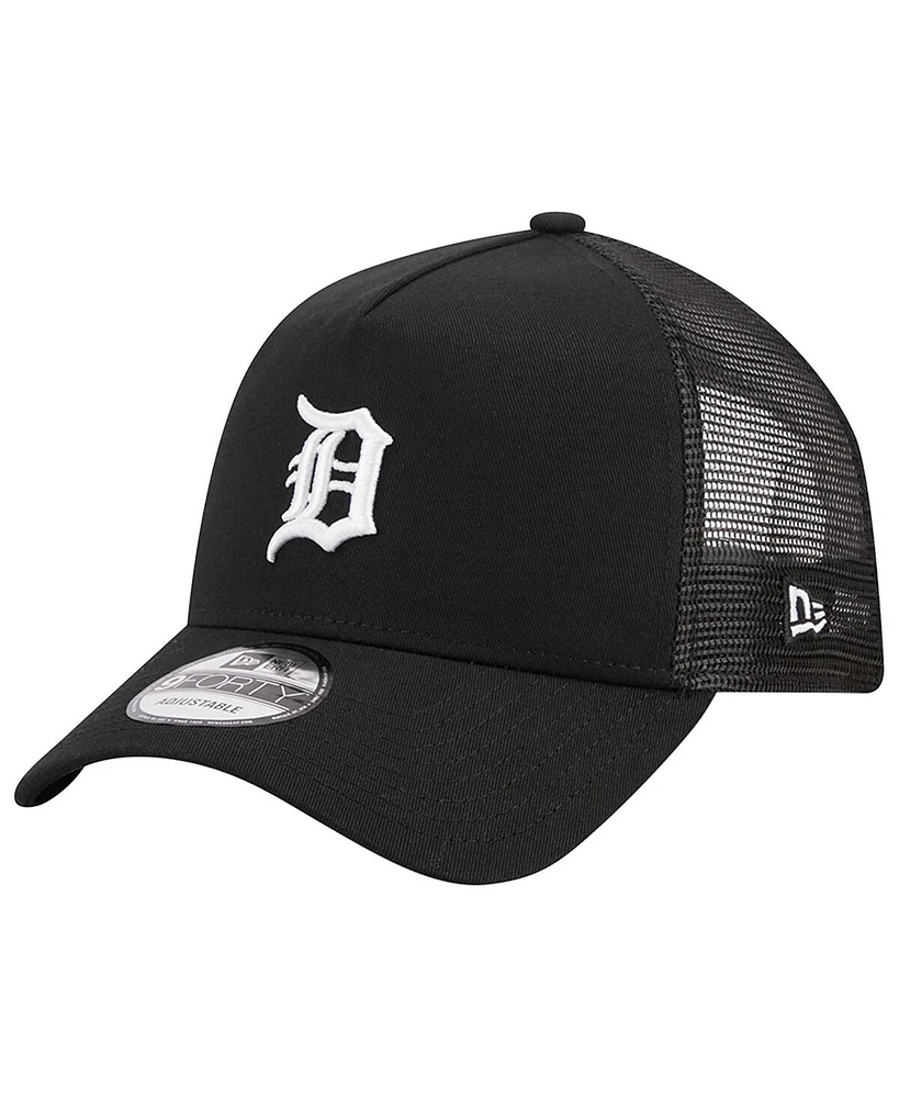 Men's New Era Black Detroit Tigers A-Frame 9FORTY Trucker Adjustable Hat