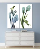 Empire Art Direct "Calla LIly and Blue TuLIps" Frameless Free Floating Tempered Glass Panel Graphic Wall Art Set of 2, 48" x 24" x 0.2" Each - Multi