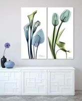 Empire Art Direct "Calla LIly and Blue TuLIps" Frameless Free Floating Tempered Glass Panel Graphic Wall Art Set of 2, 48" x 24" x 0.2" Each - Multi