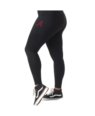 Women's Kadyluxe Black Alabama Crimson Tide 7/8 Mixed Media Pocket iLeggings