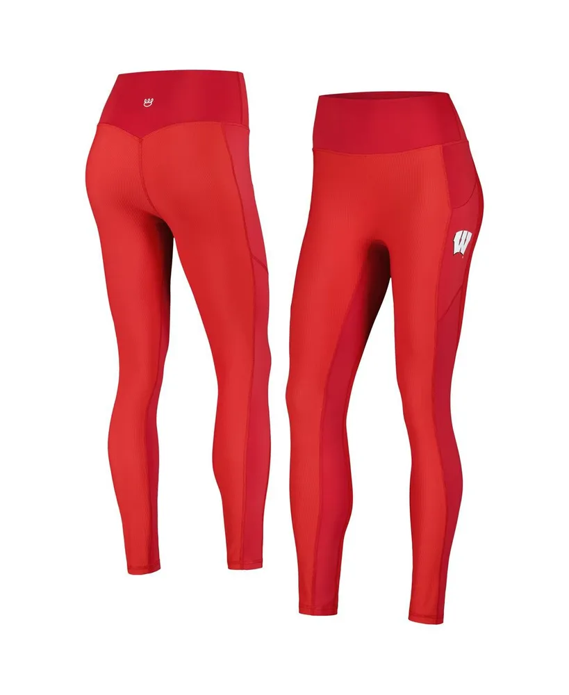 Kadyluxe Women's Kadyluxe Red Wisconsin Badgers 7/8 Mixed Media Pocket  iLeggings