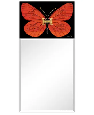 Empire Art Direct "Designer Butterfly" Rectangular Beveled Mirror on Free Floating Printed Tempered Art Glass, 48" x 24" x 0.4"