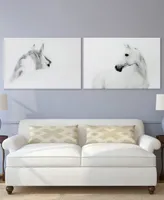 Empire Art Direct White Horses Set Frameless Free Floating Tempered Art Glass Wall Art, 48" x 32" x 0.2" Each