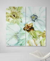 Empire Art Direct "Seaglass Garden I Ab" Frameless Free Floating Tempered Glass Panel Graphic Wall Art Set of 2, 72" x 36" x 0.2" Each - Multi