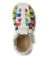 Laura Ashley Toddler Girls Hook and Loop Color Straps Closed Toe Sandals