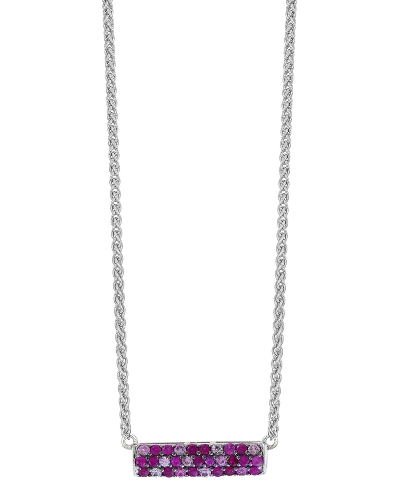 Effy Sapphire Bar 16" Pendant Necklace (9/10 ct. t.w.) Sterling Silver