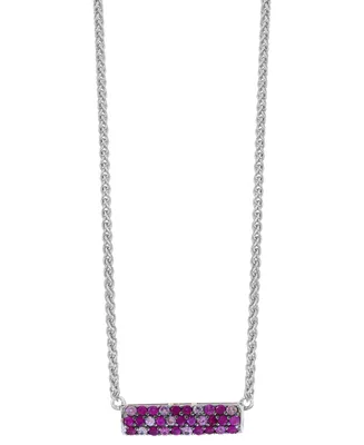 Effy Sapphire Bar 16" Pendant Necklace (9/10 ct. t.w.) in Sterling Silver