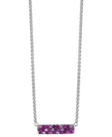 Effy Sapphire Bar 16" Pendant Necklace (9/10 ct. t.w.) Sterling Silver