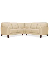 Ashlinn 94" 3-Pc. Pastel Leather Sectional, Created for Macy's