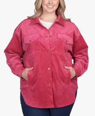 Ruby Rd. Plus Button Up Solid Pincord Jacket