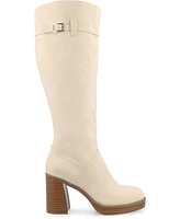 Journee Collection Women's Letice Wide Width Calf Square Toe Platform Knee High Boots