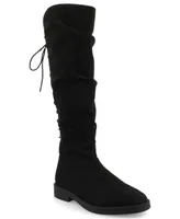 Journee Collection Women's Mirinda Wide Calf Rouched Stretch Knee High Boots